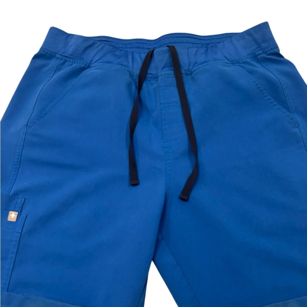 Figs Pocketed Scrub Drawstring Pants in‎ Blue Large